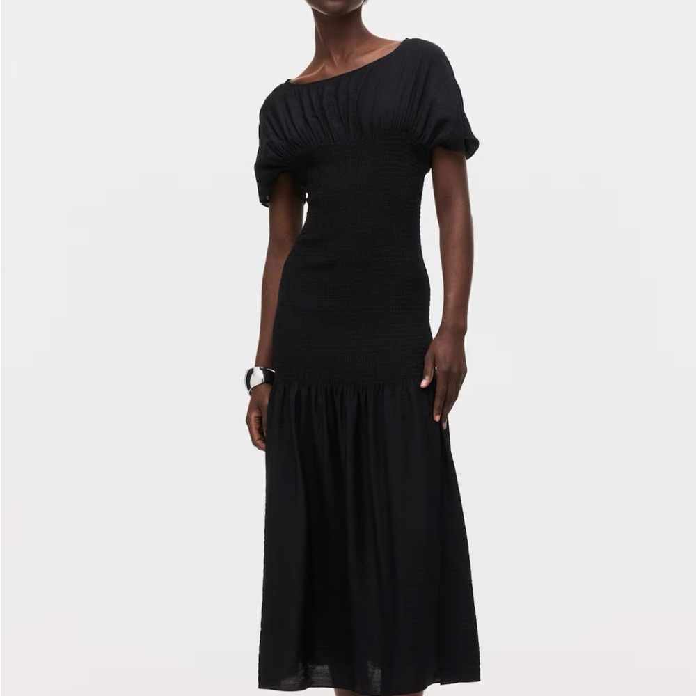H&M Smocked Black Dress